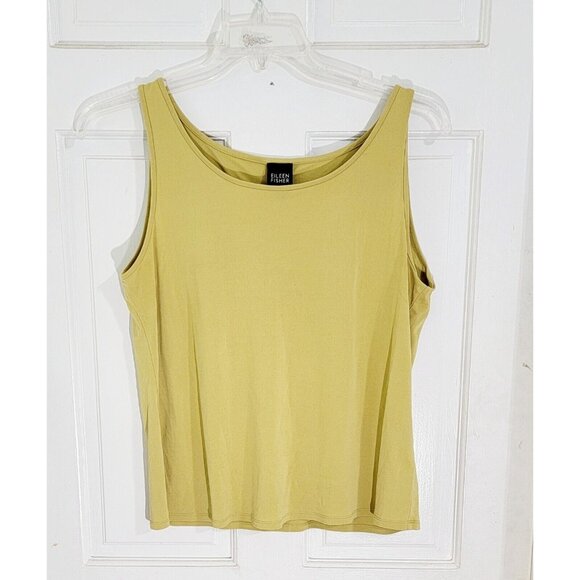 Eileen Fisher Women's Green Sleeveless Tank‎ Top Scoop Neck Silk Size Large - Picture 5 of 9